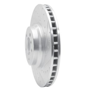 BMW ALPINA B7 Brake Rotor (1) - Front Right - R1 Concepts - Drilled & Slotted - Silver - `07-`08